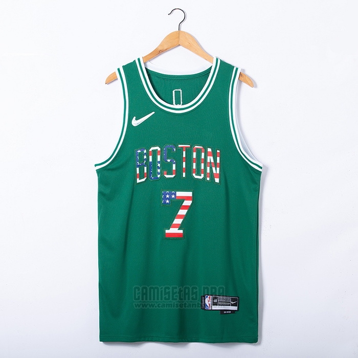 Camiseta Boston Celtics Jaylen Brown #7 75th Bandera Edition Verde